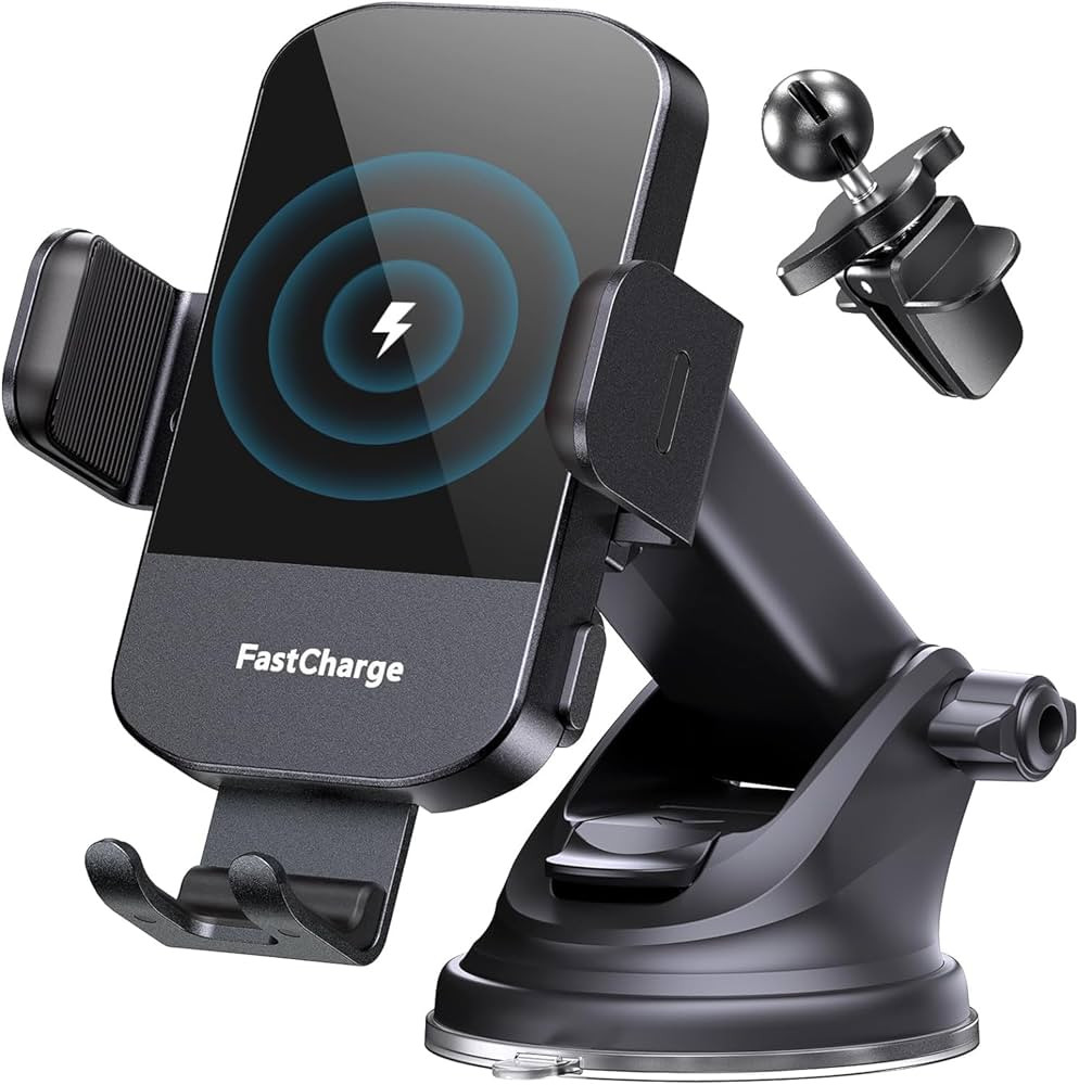 CHGeek Wireless Car Charger, 15W Fast Charging Auto Clamping Car Charger Phone Mount Phone Holder... | Amazon (US)
