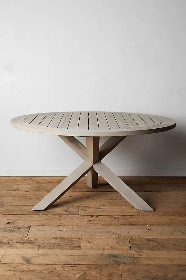 Cross Leg Teak Round Dining Table | Anthropologie (US)