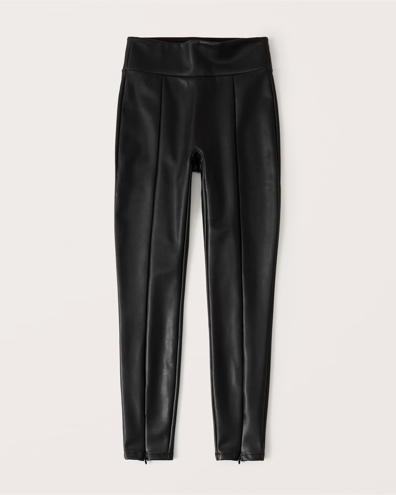 Vegan Leather Zip-Ankle Leggings | Abercrombie & Fitch (US)