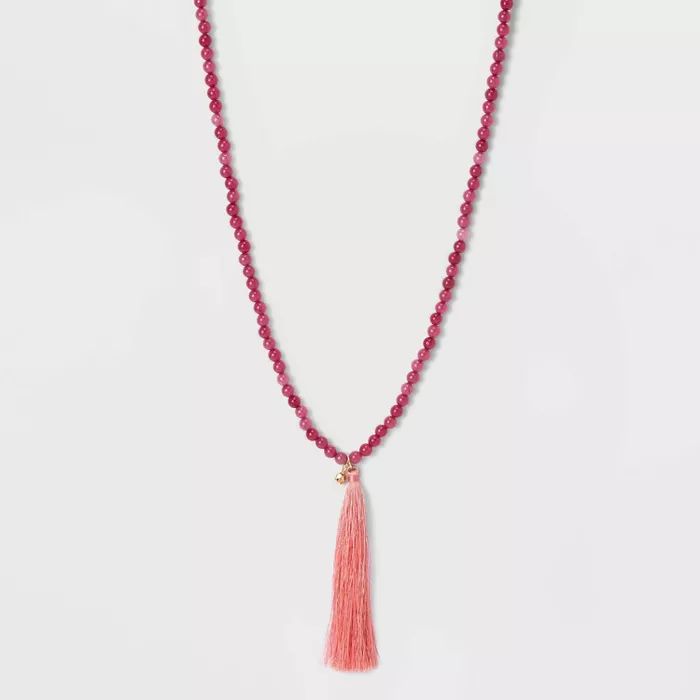 Semi Precious Beaded Tassel Pendant Necklace | Target
