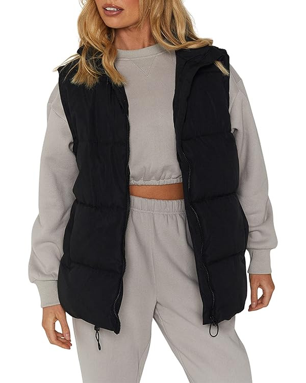 Athlisan Womens Zip Up Puffer Vest Stand Collar Sleeveless Padded Jacket Coat | Amazon (US)