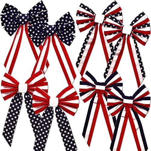 Velvet Red White and Blue Patriotic Bows 8 Pack Large 26” Long 6 Loop Fourth of July American F... | Amazon (US)