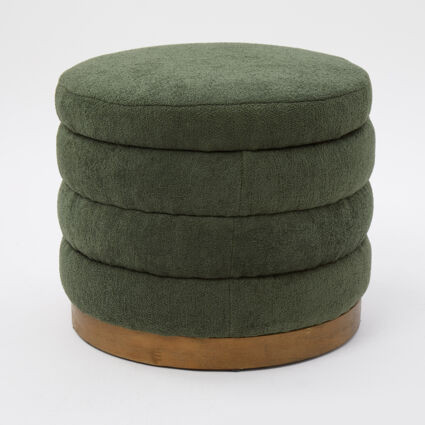Green Boucle Footstool Ottoman 45x50cm | TK Maxx