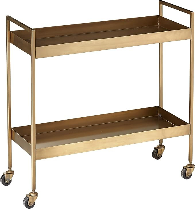 Creative Co-Op Metal 2-Tier Bar Cart on Caster Wheels | Amazon (US)