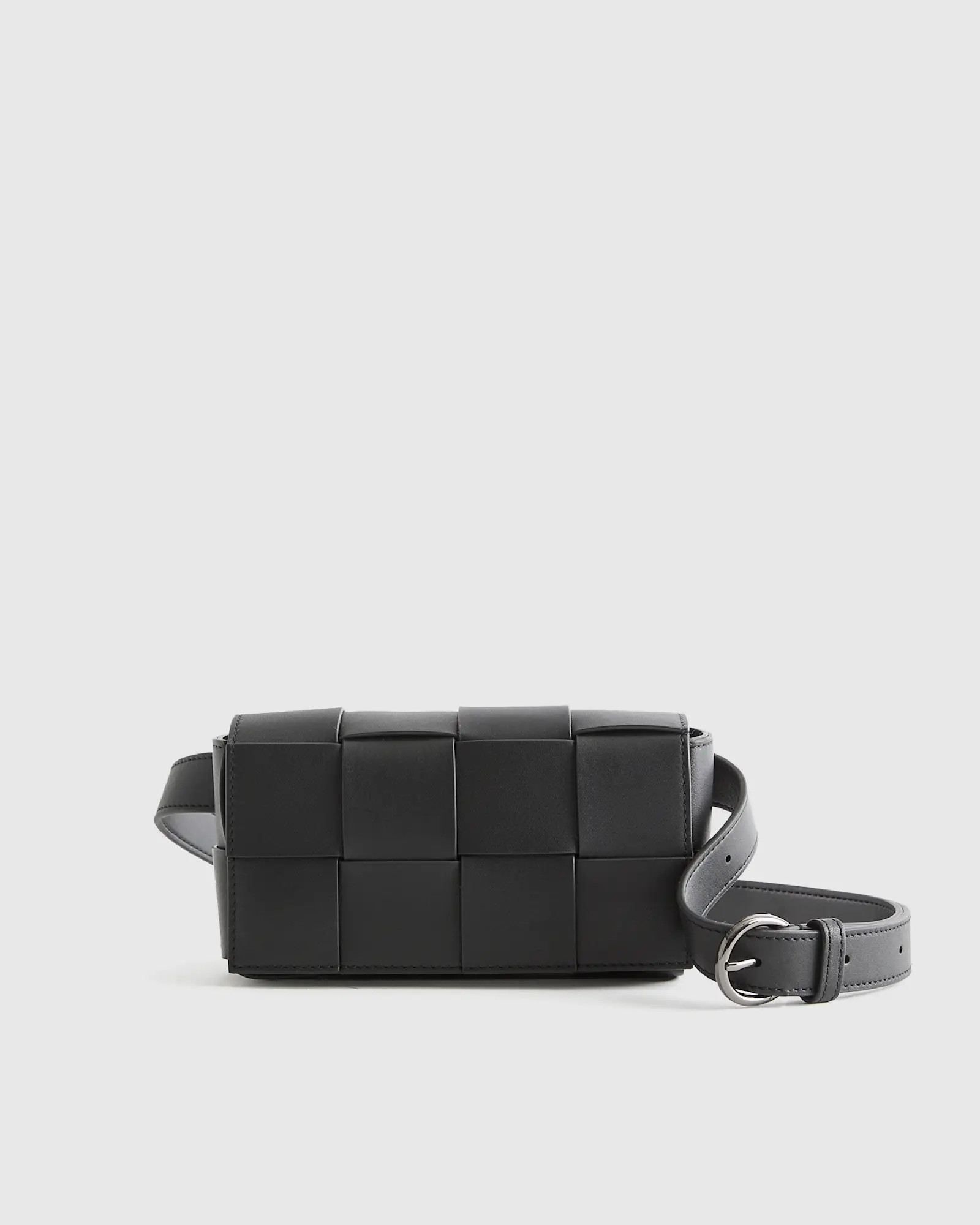 Italian Leather Handwoven Box Belt Bag in Black | Quince