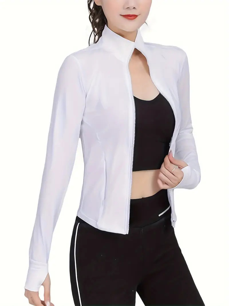 Women's Lightweight Full-Zip Running Jacket, Athletic Slim Fit Yoga Sportswear with Thumb Holes | Temu Affiliate Program