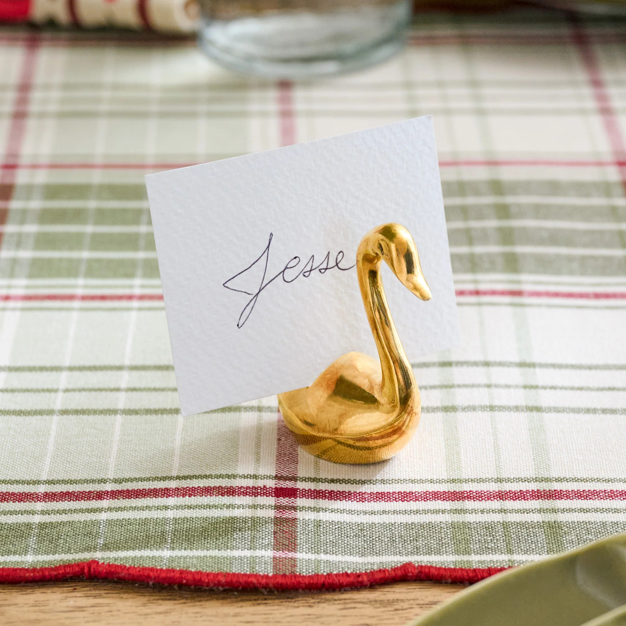 Vintage-Inspired Brass Swan Card Holder | Magnolia