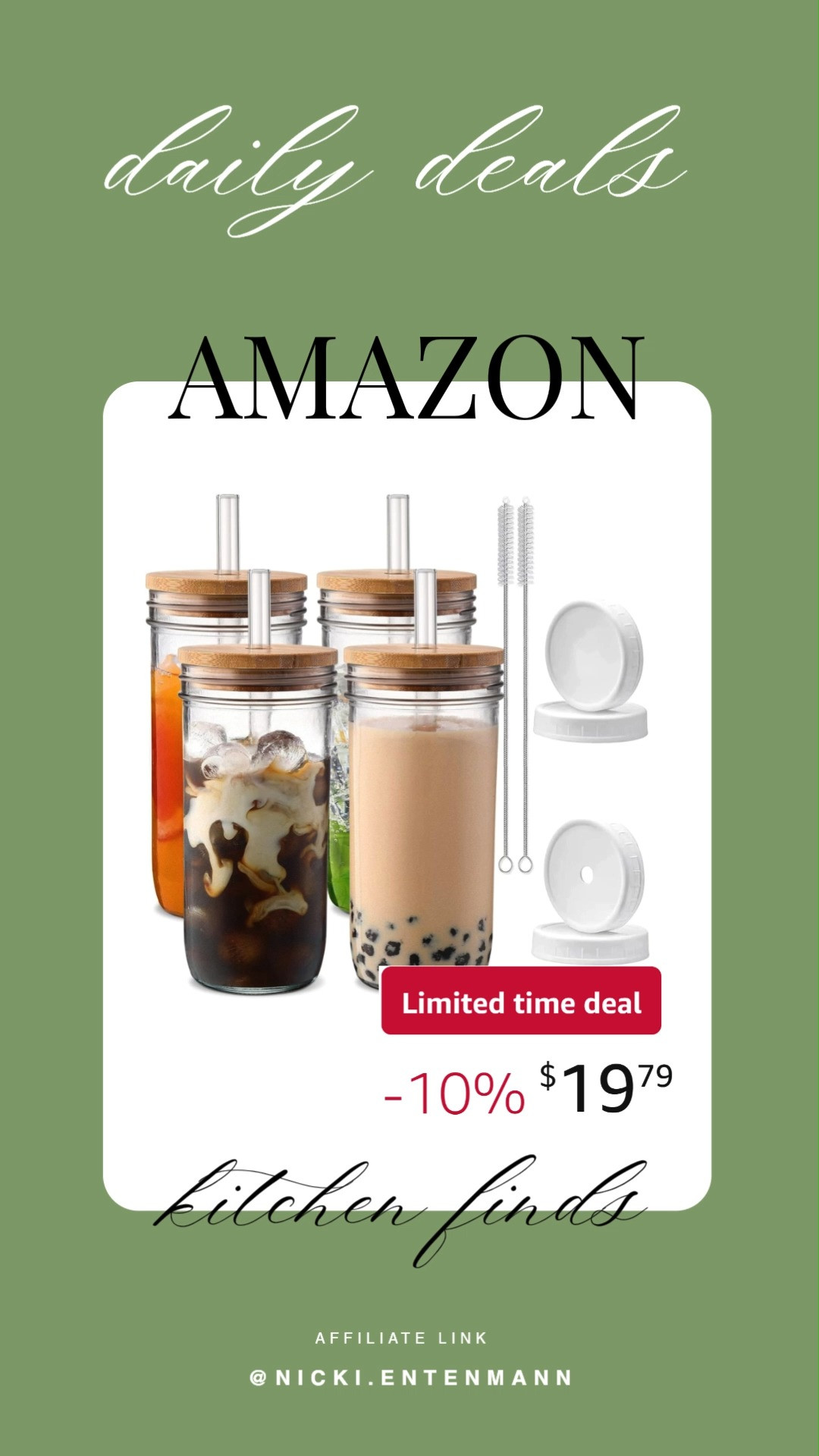Sip in style with glass cups that come complete with lids and straws. Perfect for iced coffee, smoothies, or sparkling water, they make every drink feel extra refreshing. 🥤✨🌿  
#GlassCups #drinkware #kitchenessentials #homefinds #style #shopping #trend #budgetfriendly #modernliving #hydration #dailyuse 

 #LTKselfcare #LTKHome #LTKSaleAlert