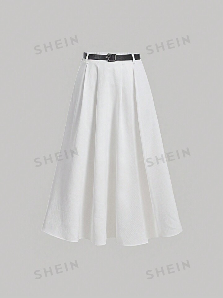 SHEIN MOD Falda fruncido unicolor con cinturón | SHEIN