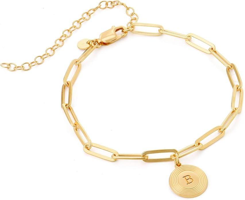 MYKA - Personalized Paperclip Chain Bracelet / Anklet in Sterling Silver 925, Gold & Rose Gold Pl... | Amazon (US)