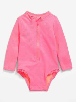 Textured Zip-Front Rashguard One-Piece Swimsuit for Baby | Old Navy (US)