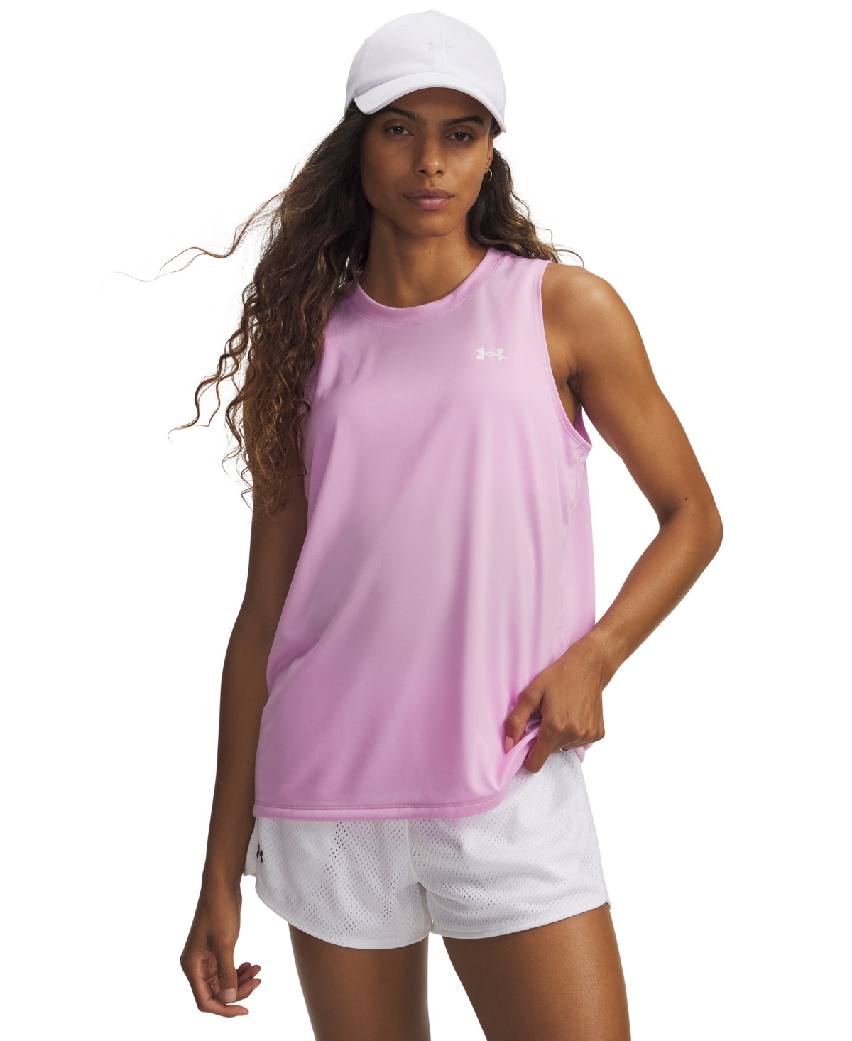 Under Armour Women's Ua Tech Crewneck Tank Top - Pink Dawn / White | Macy's