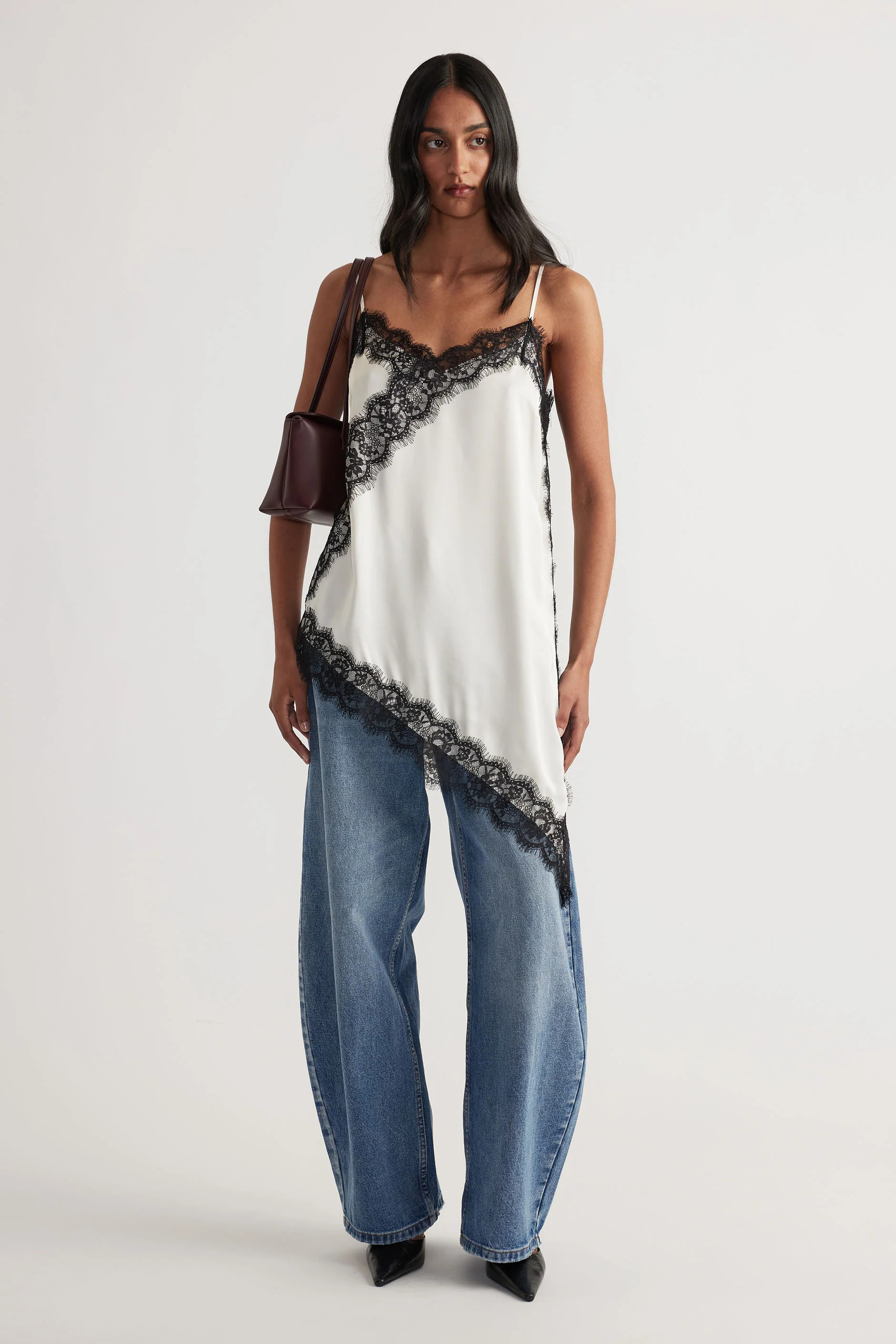 Karla Lace Tunic - White/Black | DECJUBA