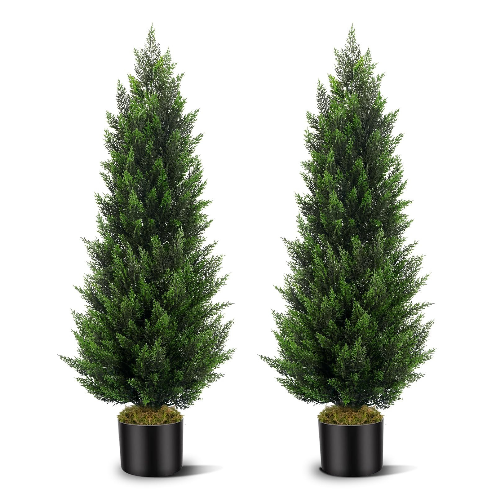 Artificial Topiary Cedar Trees 4FT Tall 2 Set, Outdoor Indoor Faux Pine Shrubs Plants, Realistic ... | Amazon (US)