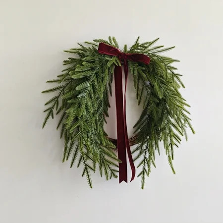Evergreen Natural Feel Norfolk Artificial Christmas Wreath, Holiday Green 17.71" Door Wall Mantel ,Natural Feel Norfolk Artificial Christmas Wreath, Green | Walmart (US)