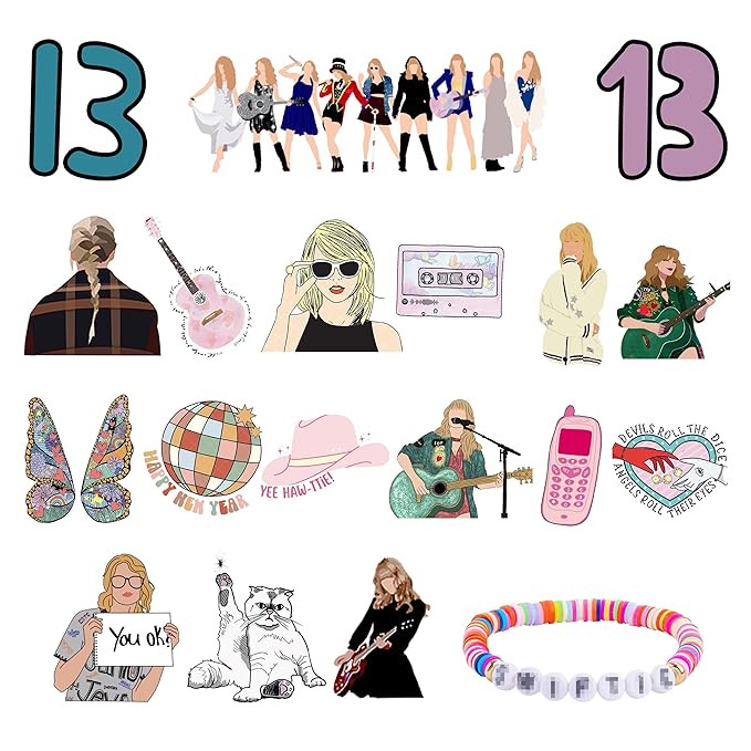 24 Pcs Tattoo Stickers with Lucky Bracelet Set, Valentine's Day Music-Themed Temporary Tattoos Ta... | Amazon (US)