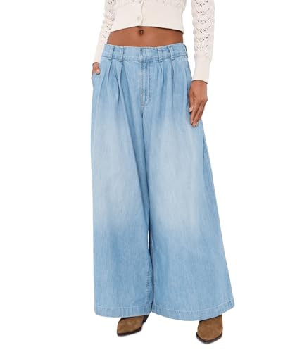 Free People Womens We The Free Scout Wide-Leg Jeans California Blue Medium Inseam: 29 | Amazon (US)