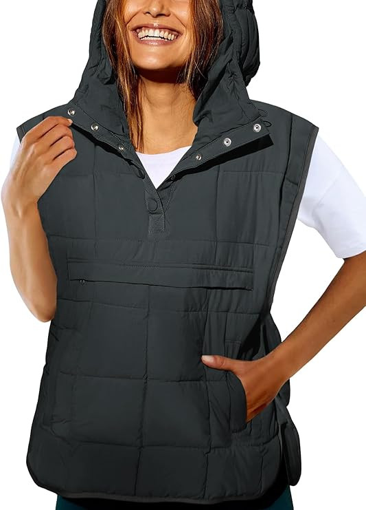 Saodimallsu Women's Quilted Puffer Vest Jacket Oversized Sleeveless Hoodie Pullover Lightweight W... | Amazon (US)