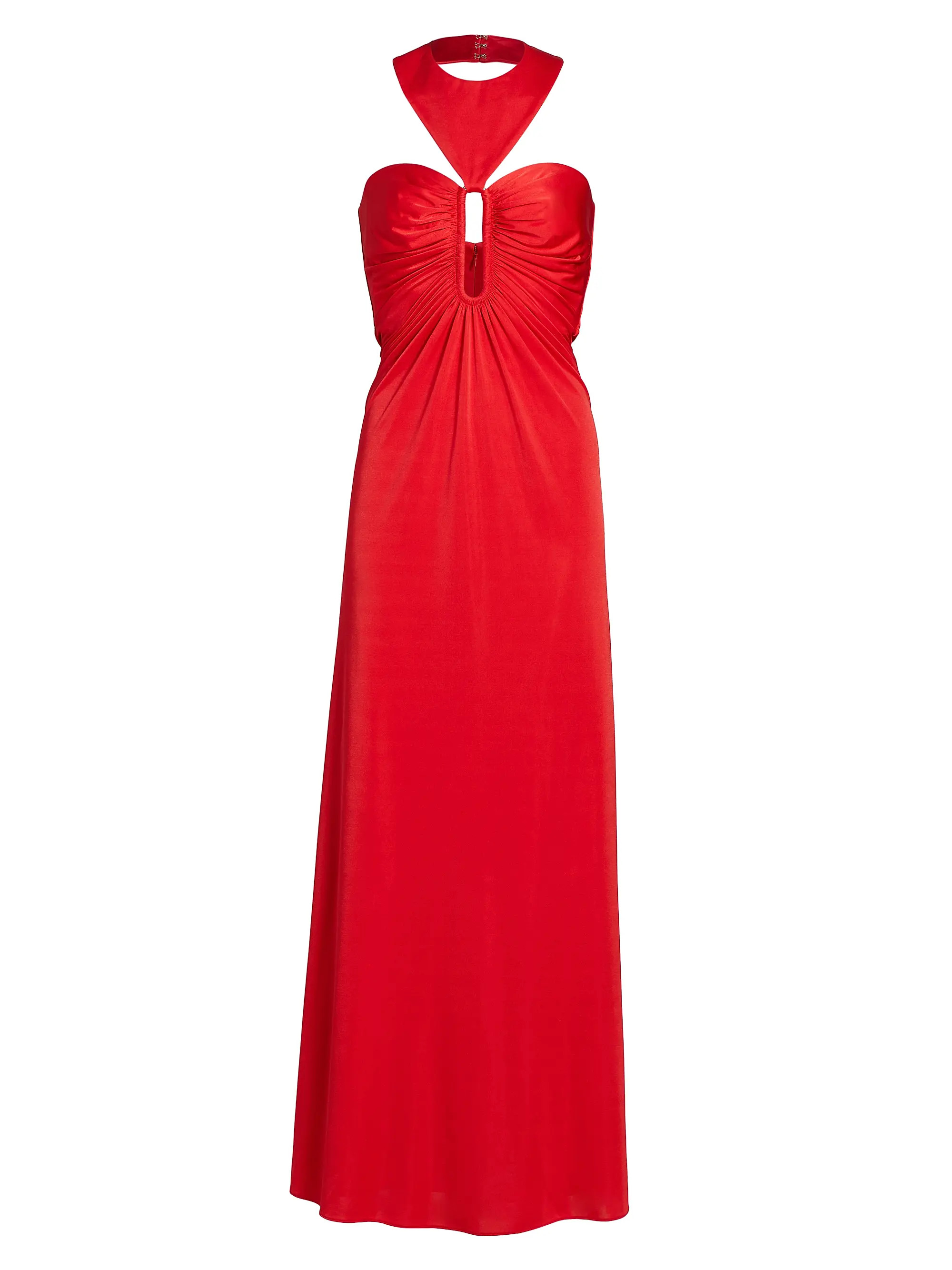 Victoria Ruched Jersey Halter A-Line Gown | Saks Fifth Avenue