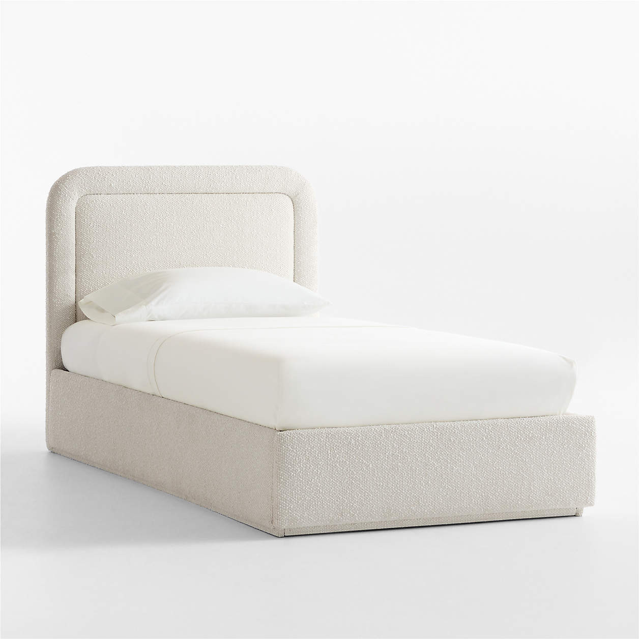 Mira Cream Performance Boucle Upholstered Kids Twin Storage Bed | Crate & Kids | Crate & Barrel