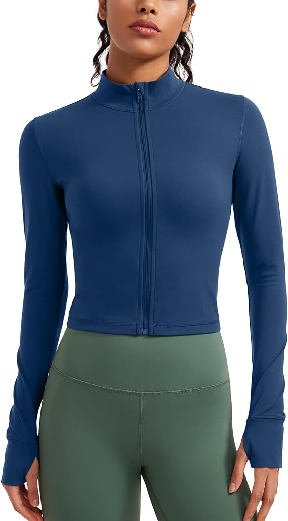 CRZ YOGA Womens Butterluxe Full Zip Cropped Workout Jackets Slim Fit Lightweight Athletic Yoga Ja... | Amazon (US)