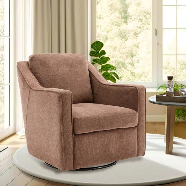 Charitini Big Removable Wide Full Back Fabric Upholstered Swivel Armchair | Wayfair North America