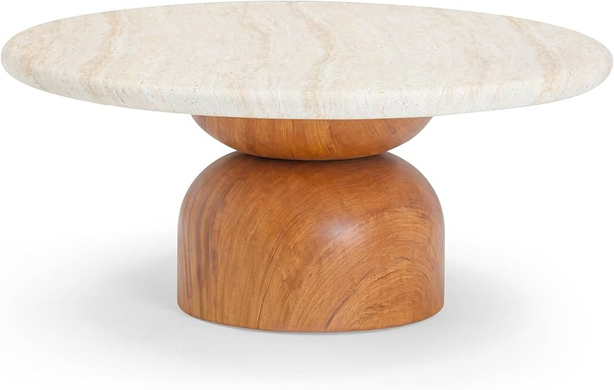 Tov Furniture Cynthia Travertine Concrete Indoor/Outdoor Coffee Table | Amazon (US)
