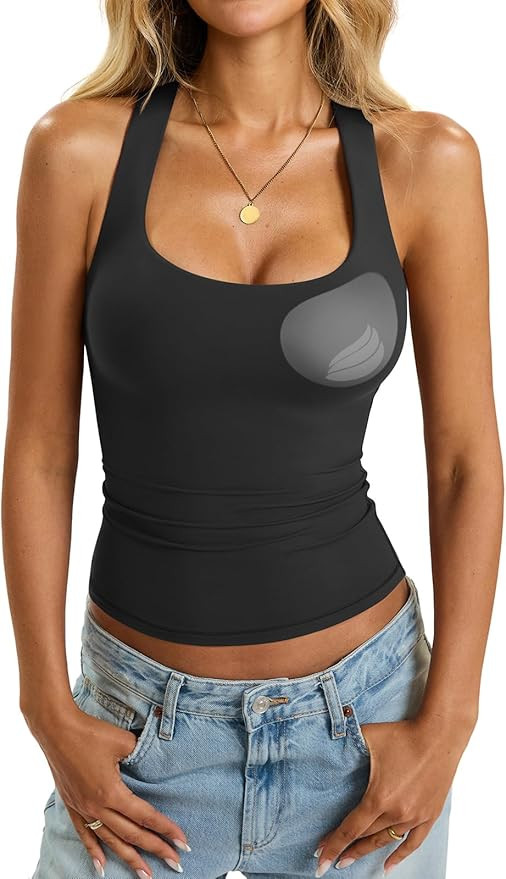 EasyGala Womens Padded Racerback Tank Tops Double Lined Built in Bra Cami Tops Basic Fitted Shirt... | Amazon (US)