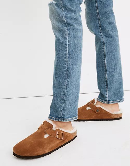 Birkenstock® Suede Boston Clogs in Shearling | Madewell