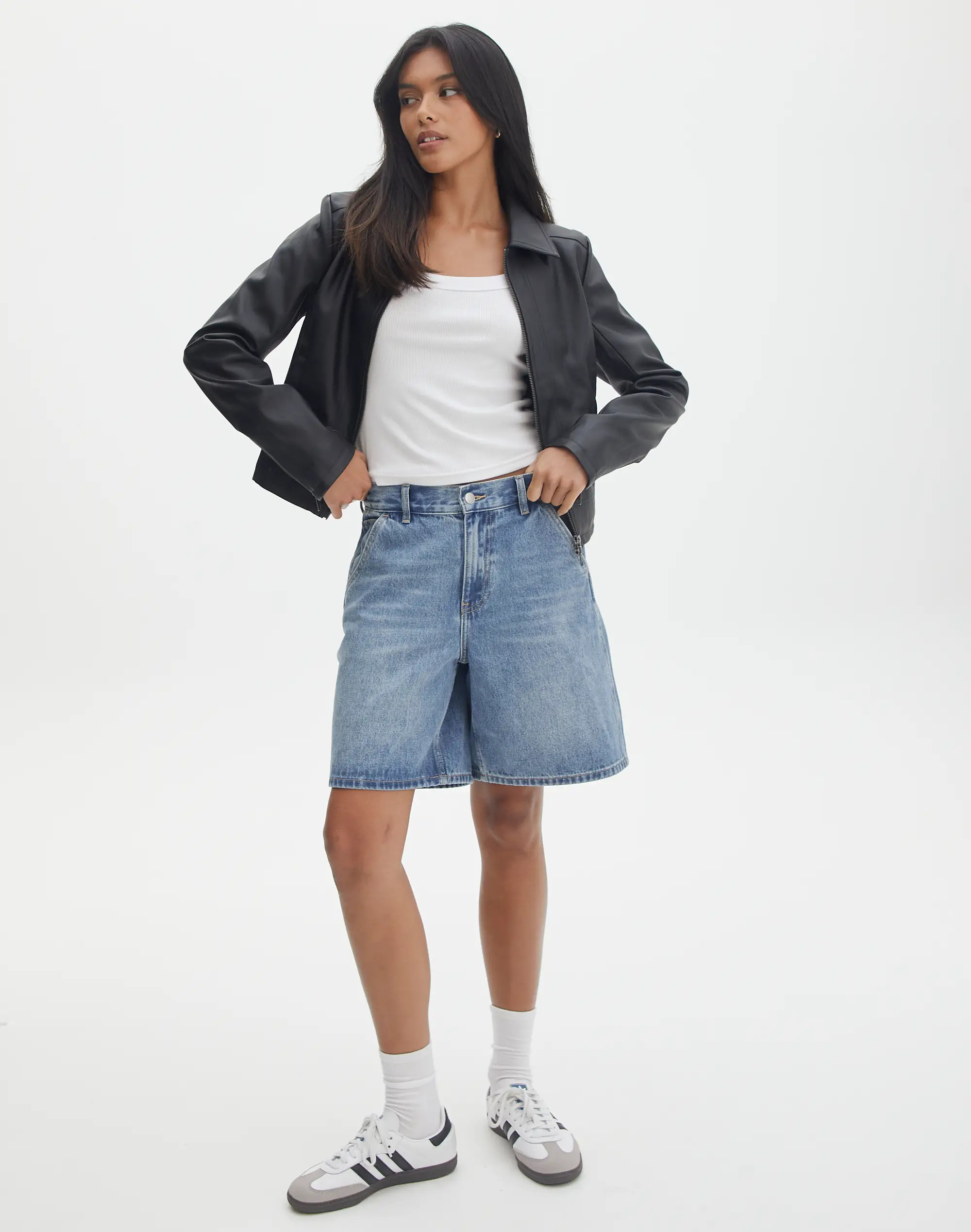 Faux Leather Fitted Long Sleeve Jacket in Solid Black | Glassons | Glassons (Australia)