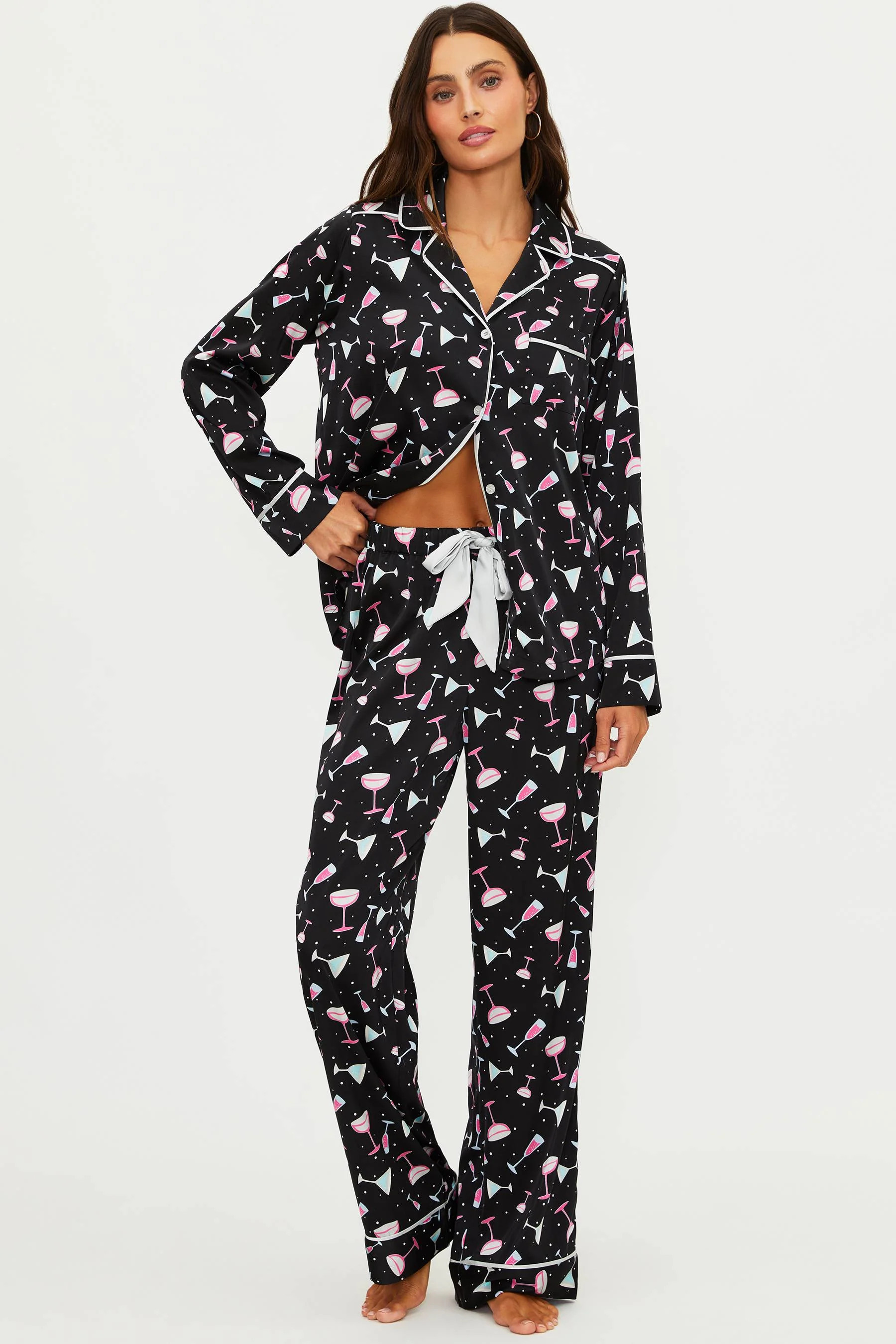 Livy Top & Connie Pant Set Black Holiday Drinks | Martini Pajamas | Beach Riot | Beach Riot