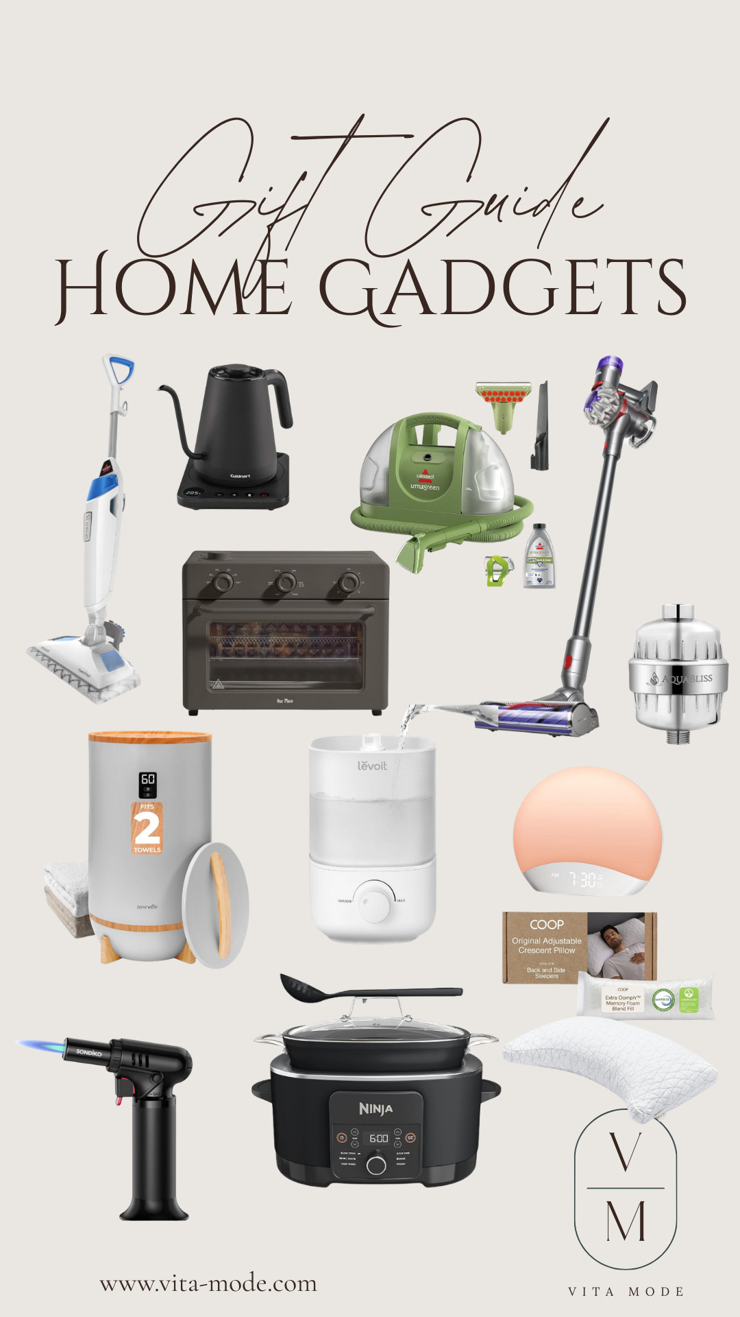 Best gadgets for the home. Some of these are items I have loved and used for years (electric kettle, air fryer/toaster oven, humidifier, carpet/fabric cleaner, pillow, shower filter) and others are on my wish list (looking at you, culinary torch and Ninja).

#home #gadgets #giftguide  

 #LTKCyberWeek #LTKGiftGuide #LTKHome