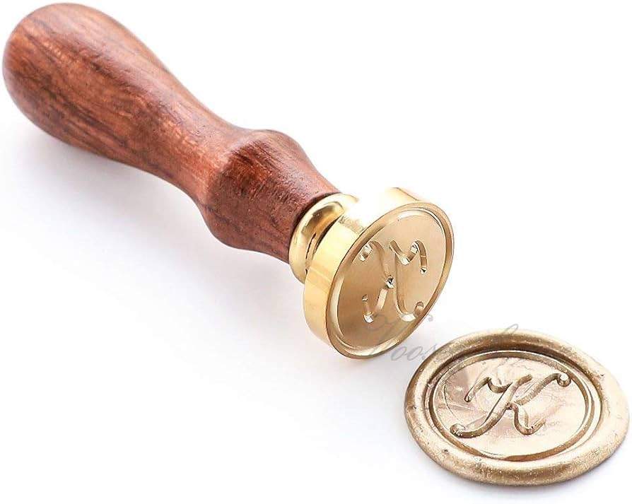 Wax Seal Stamper, VOOSEYHOME Initial Handwritten Letter Alphabet K Stamp with Rosewood Handle, De... | Amazon (US)