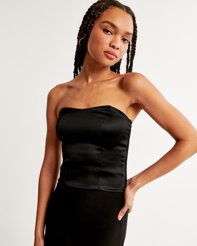 Satin Sculpt Strapless Corset Top | Abercrombie & Fitch (US)