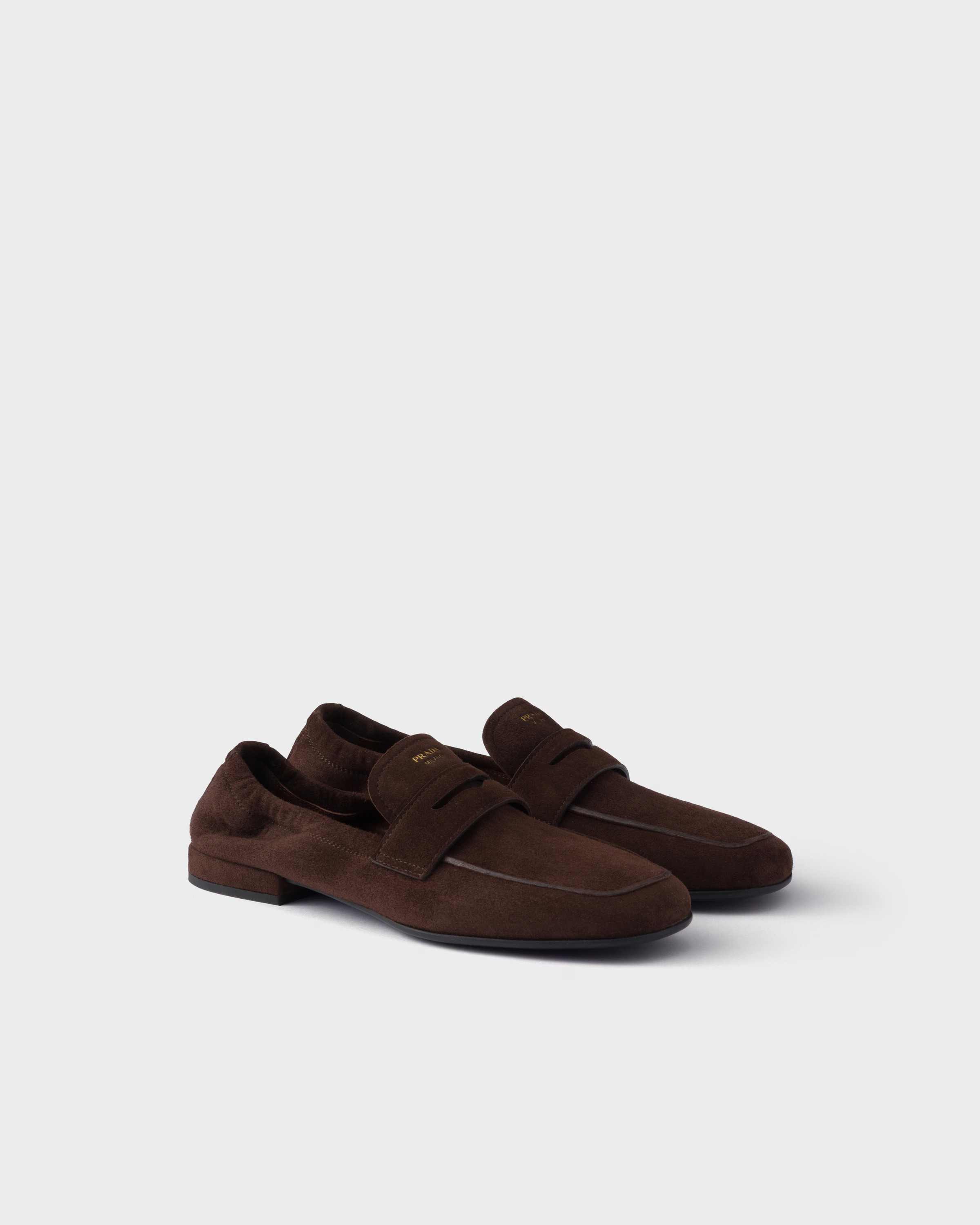 Shuffle antiqued suede loafers | Prada US
