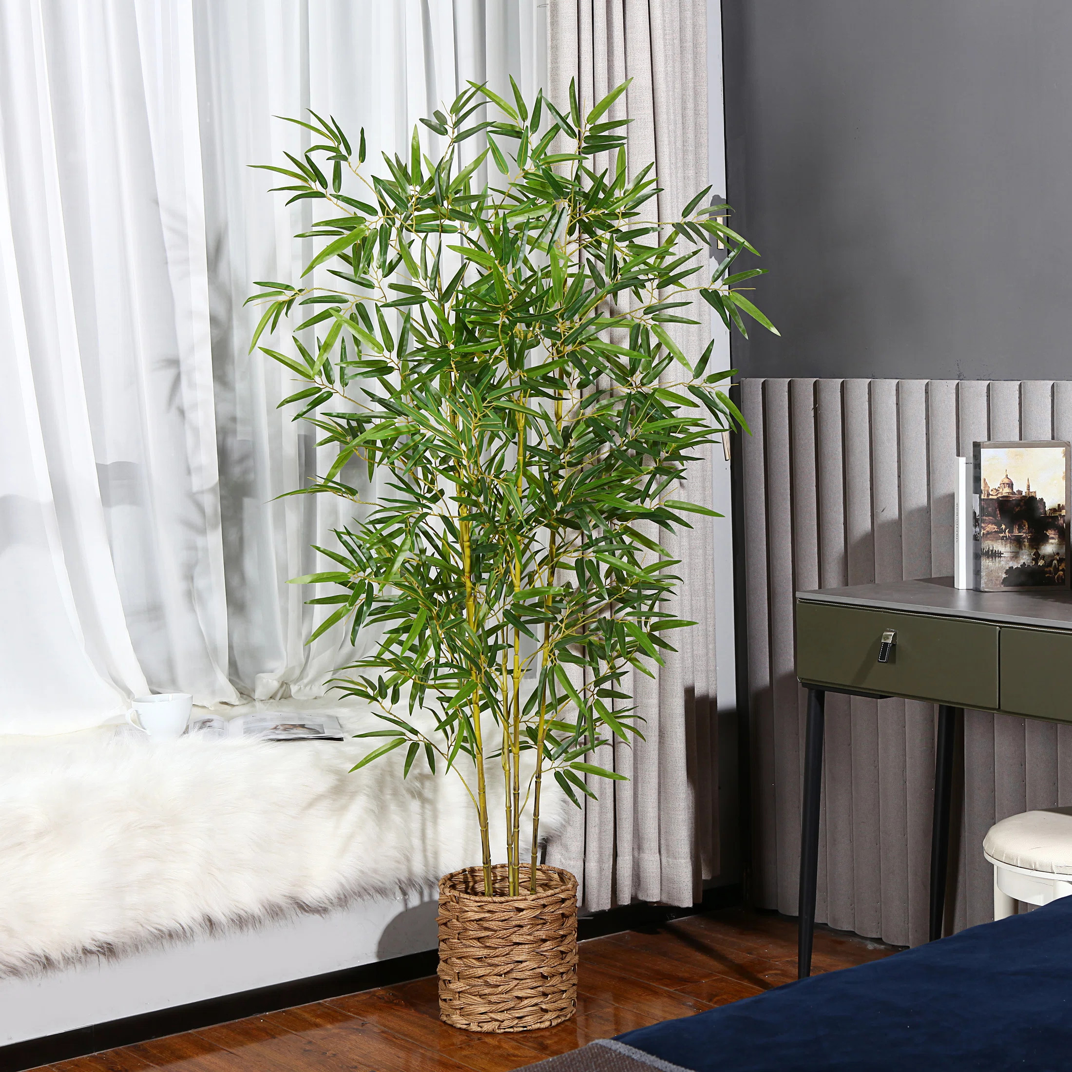 Adcock Artificial Bamboo Plants in Basket, Faux Plant for Home Décor, Lifelike Fake Trees | Wayfair North America