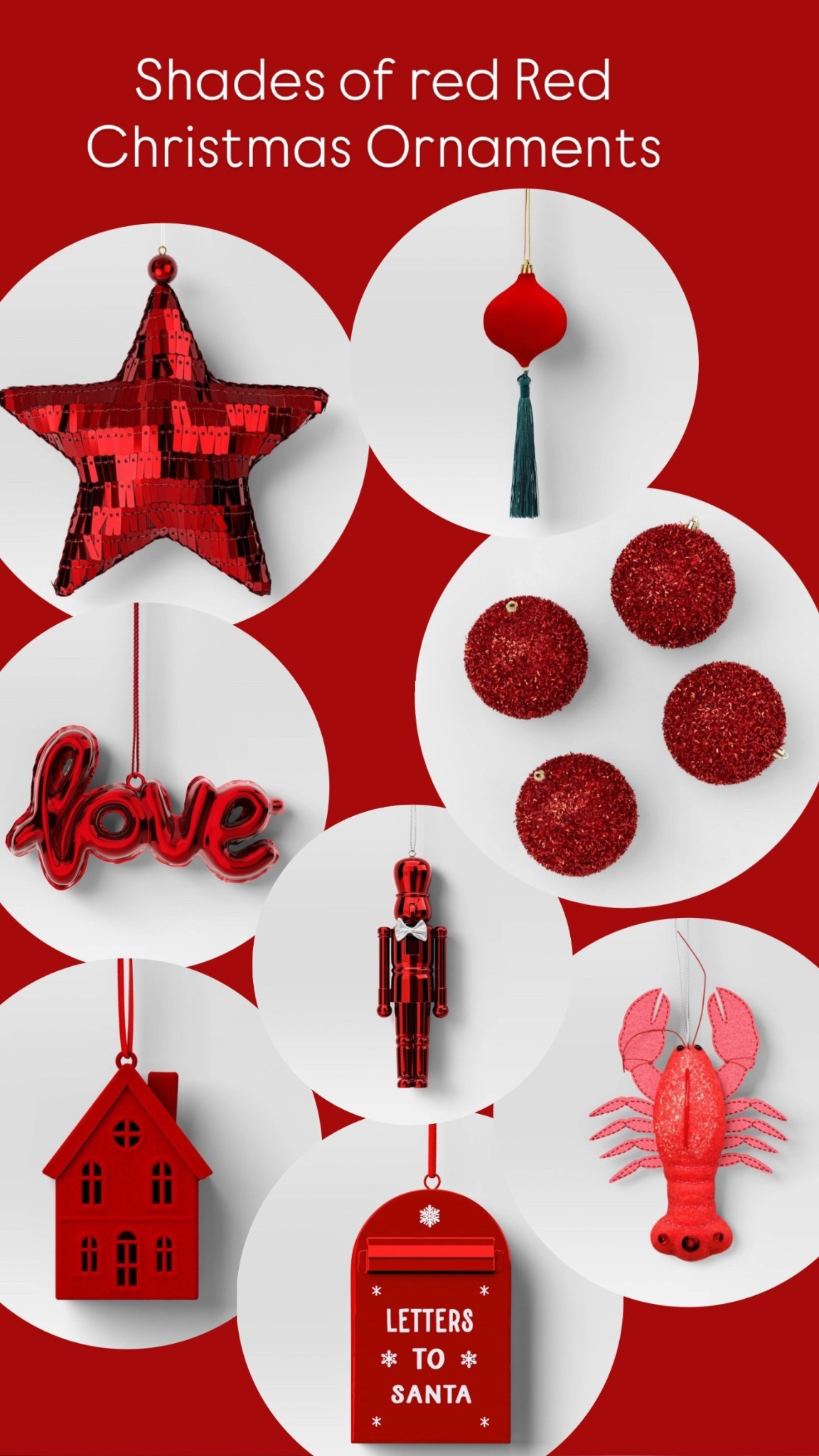 A lineup of our Christmas Classics : shades of red ornaments! 

#LTKSeasonal #LTKHome #LTKSaleAlert