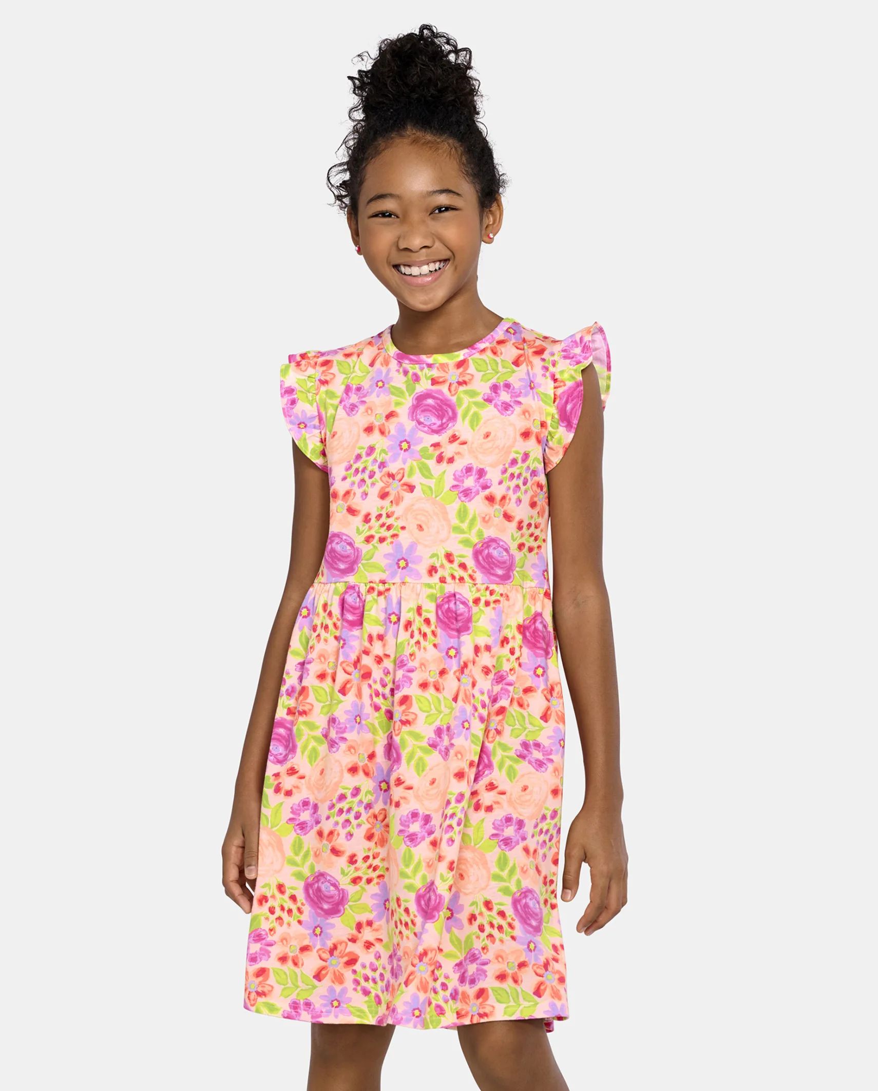 Girls Mix And Match Short Flutter Sleeve Floral Print Knit Everyday Dress | The Children's Place ... | The Children's Place