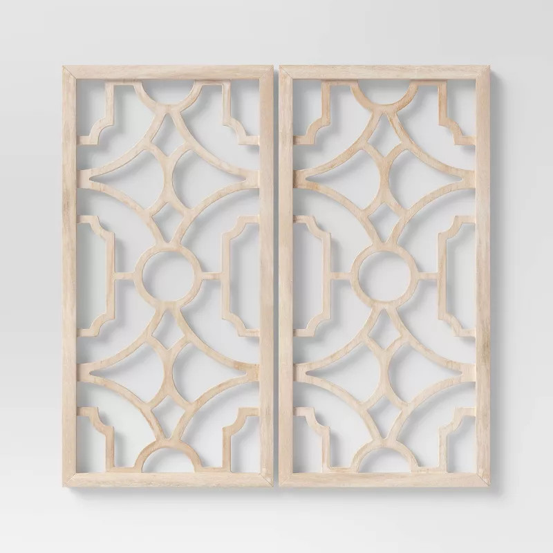 Set of 2 Wood Lattice Wall Hanging Brown - Threshold™ | Target