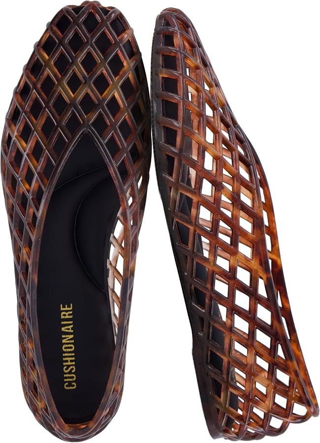 CUSHIONAIRE Siesta Modern Lattice Ballet Flats for Women, Comfortable Slip On Pointed Toe Womens ... | Amazon (US)