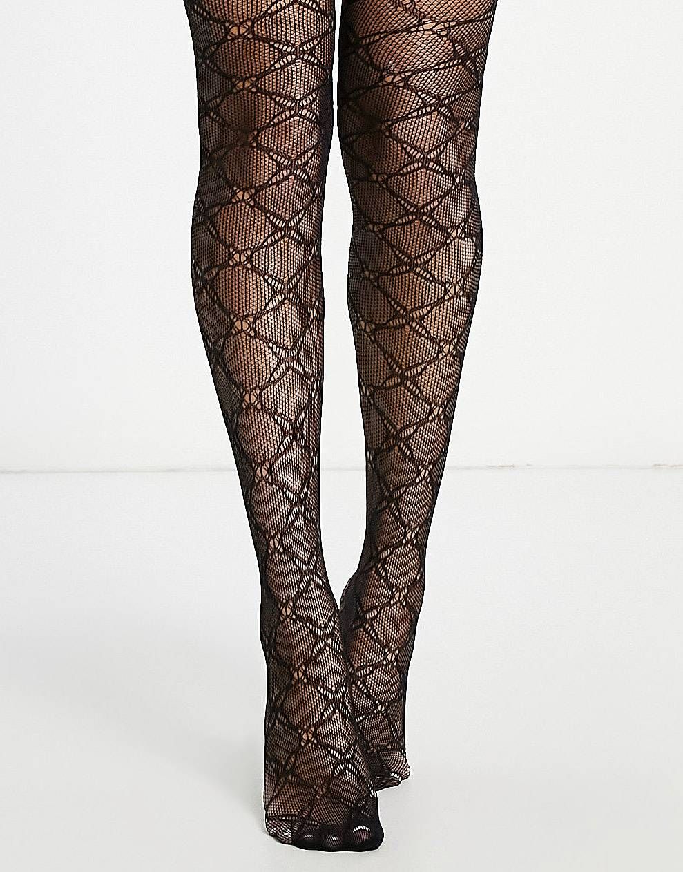 My Accessories London sheer tights in black lace | ASOS (Global)