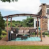 Amazon.com: Sunjoy Outdoor Pergola 8.5 x 13 ft. Steel Arched Pergola with Tan Weather-Resistant F... | Amazon (US)