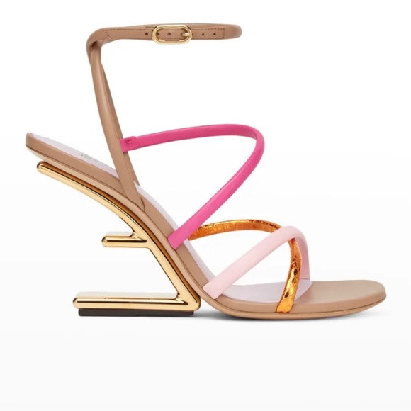 Fendi Colorblock Strappy Napa Architectural-Heel Sandals | Poshmark
