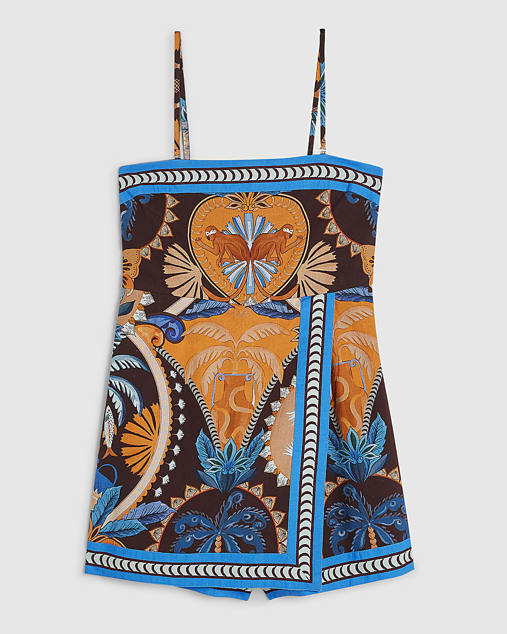 Brown Palm Print Playsuit | River Island UK & IE
