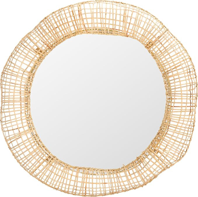 SAFAVIEH Home Collection Alia Boho Coastal Tropical Natural Cane 24-inch Round Wall Mirror, Ideal... | Amazon (US)