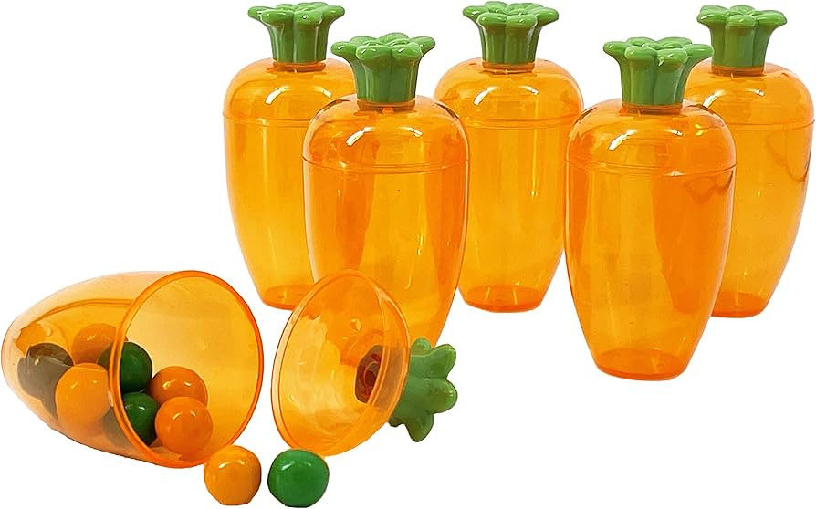 The Dreidel Company 6 Pcs 4 Inches Plastic Empty Carrot Shaped Easter Eggs Fillable, Clear Bright... | Amazon (US)