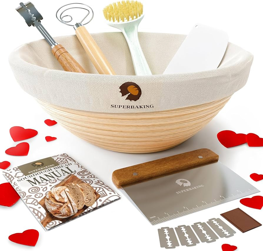 Superbaking Bread Proofing Basket, Round 9 inch Sourdough Starter Kit, Proofing Basket for Bread ... | Amazon (US)