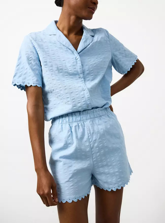 Buy Blue Seersucker Co-ord Pyjama Shorts S | Pyjamas | Tu | Tu Clothing