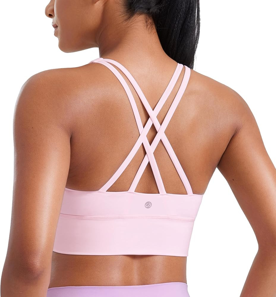 CRZ YOGA Naked Feeling Strappy Longline Sports Bras for Women - Medium Impact Criss Cross Yoga Pa... | Amazon (US)