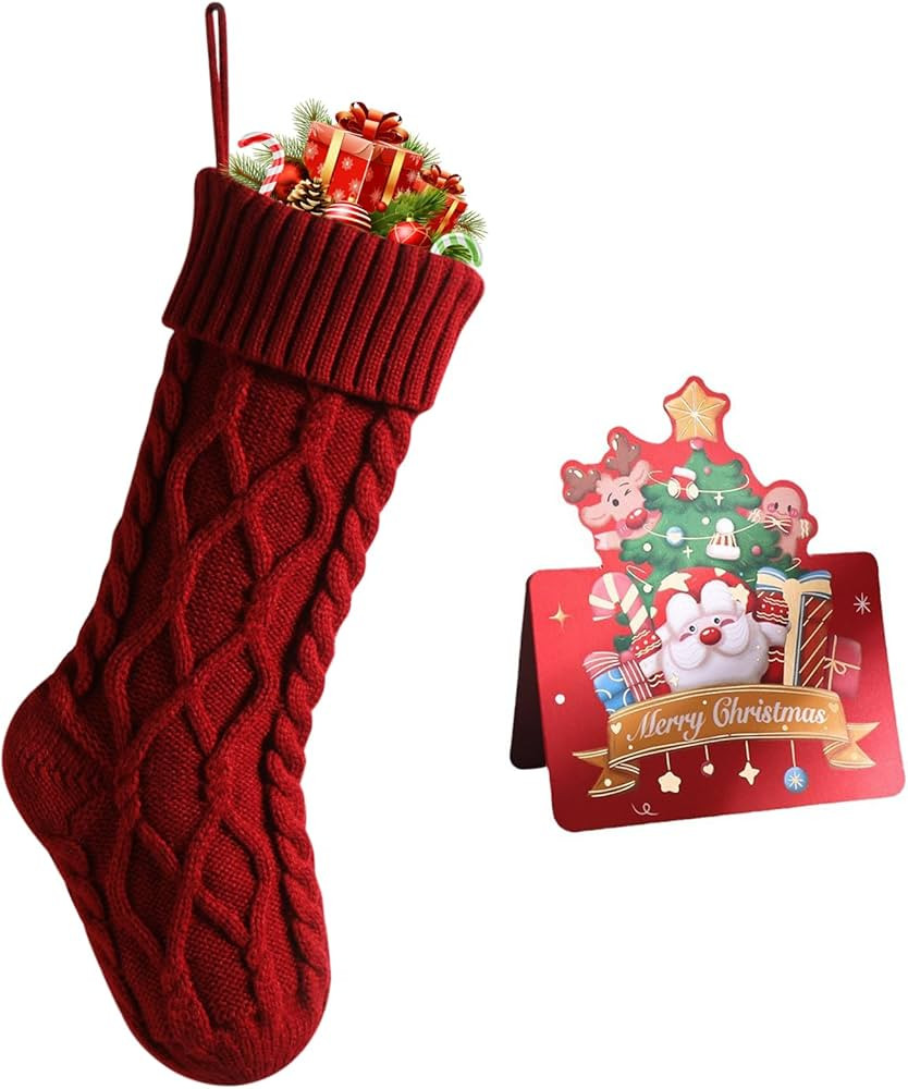 meioro Christmas Stockings, 18” Large Cable Knit Christmas Stocking, Fireplace Hanging Stocking... | Amazon (US)